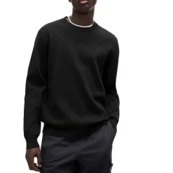Knitwear*Hugo Symond Knitted Square Pattern Sweater in Black