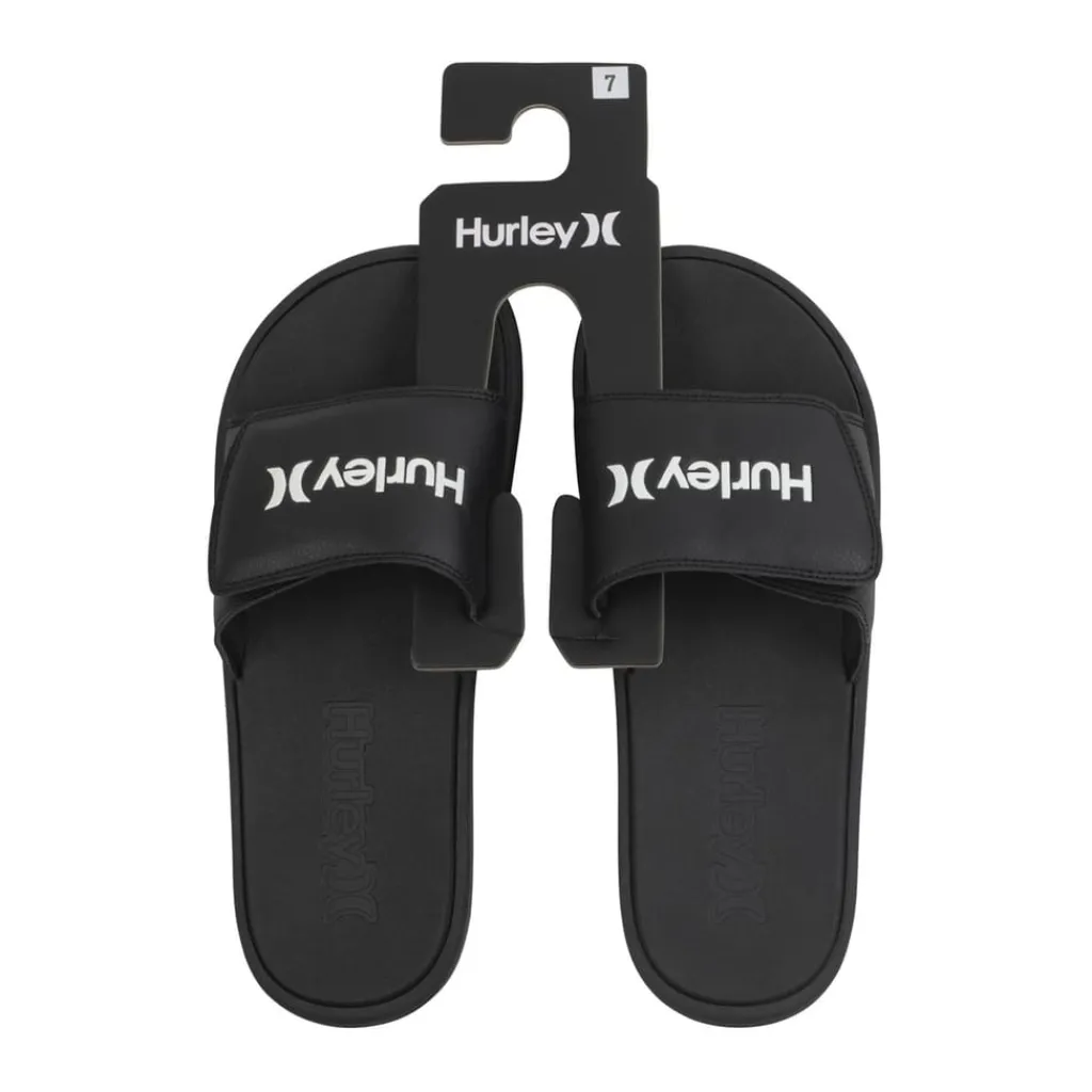 Beach Shoes*Hurley Vel Flip Slides Sandals in Black