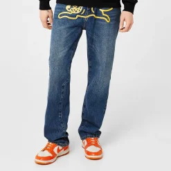 Jeans*Icecream Dog Five Pocket Design Jeans in Blue