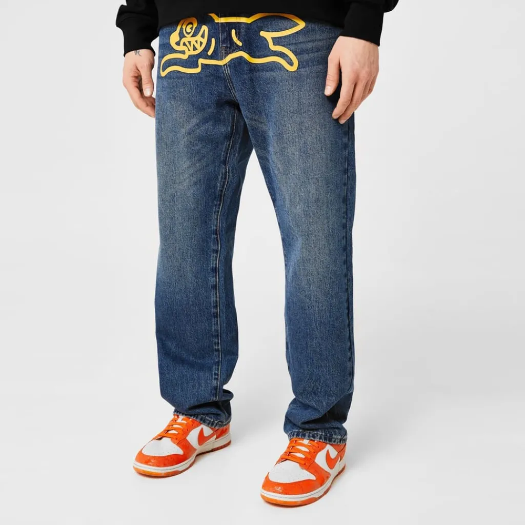 Jeans*Icecream Dog Five Pocket Design Jeans in Blue