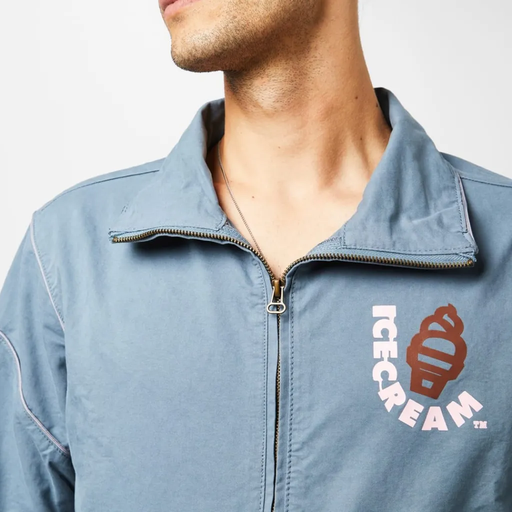 Tracksuits*Icecream Regular Fit Mock Neck Athletic Sweatshirt in Blue