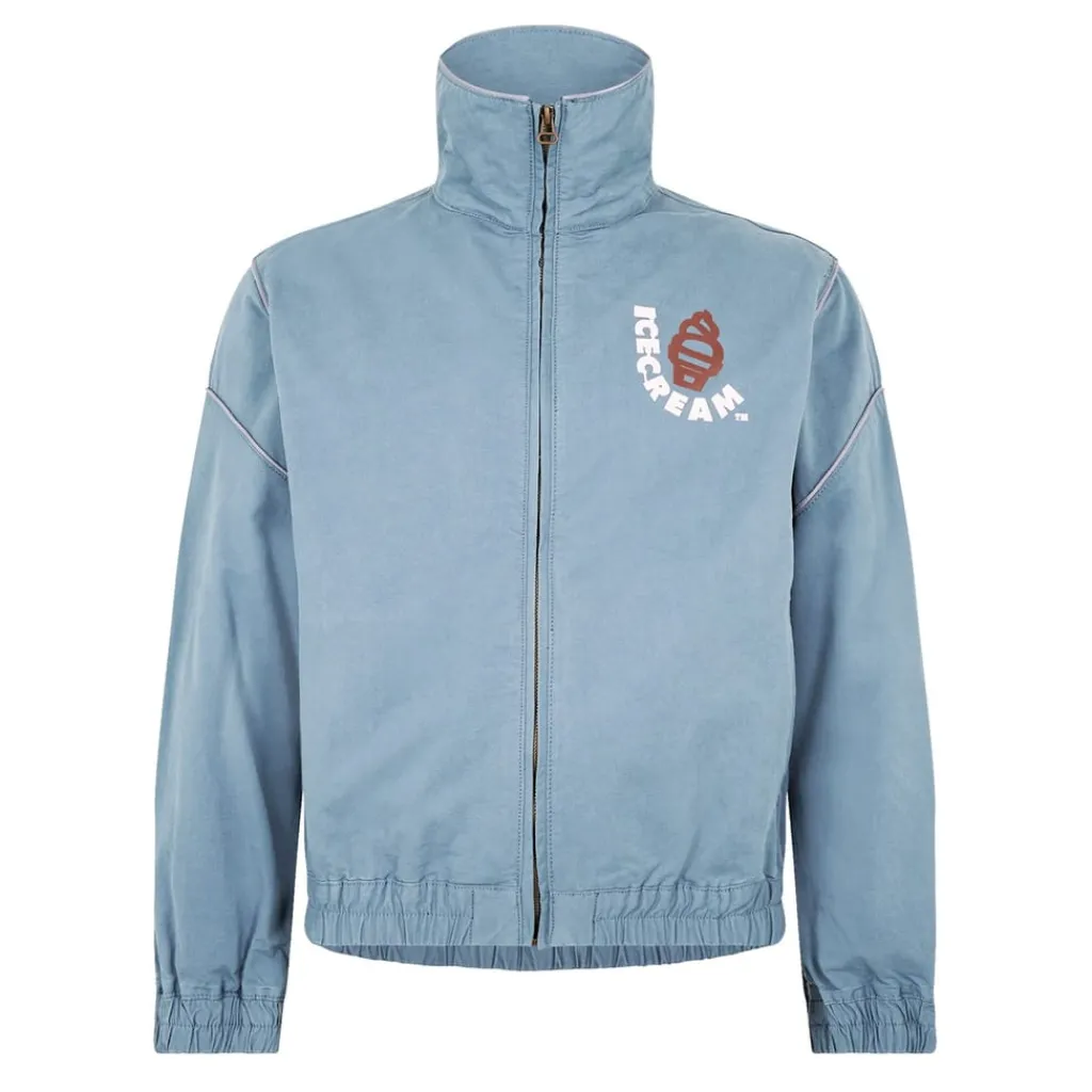 Tracksuits*Icecream Regular Fit Mock Neck Athletic Sweatshirt in Blue