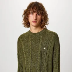 Knitwear*Jack Wills Acid Wash Cable Knit Jumper in Green