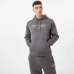 Hoodies*Jack Wills Batsford Graphic Logo Hoodie in Grey