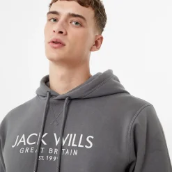 Hoodies*Jack Wills Batsford Graphic Logo Hoodie in Grey