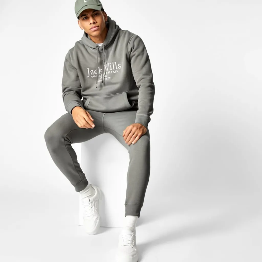 Hoodies*Jack Wills Batsford Graphic Logo Hoodie in Grey