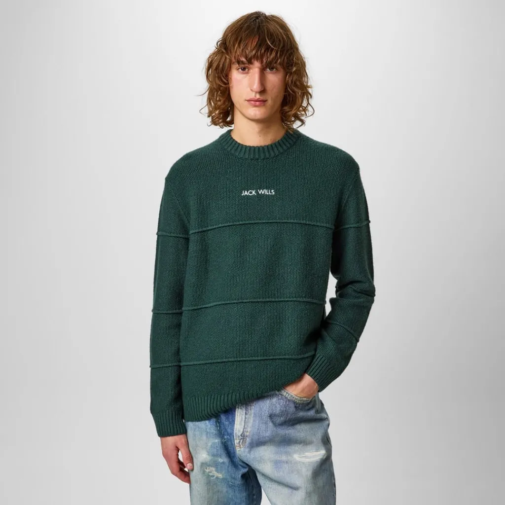 Knitwear*Jack Wills Boucle Knit Crew Sweater in Green
