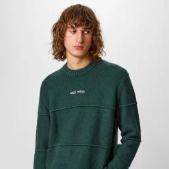 Knitwear*Jack Wills Boucle Knit Crew Sweater in Green