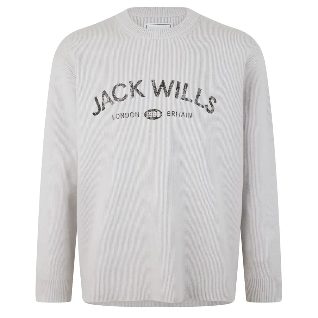 Knitwear*Jack Wills Crew Neck Logo Regular Fit Sweater in Beige