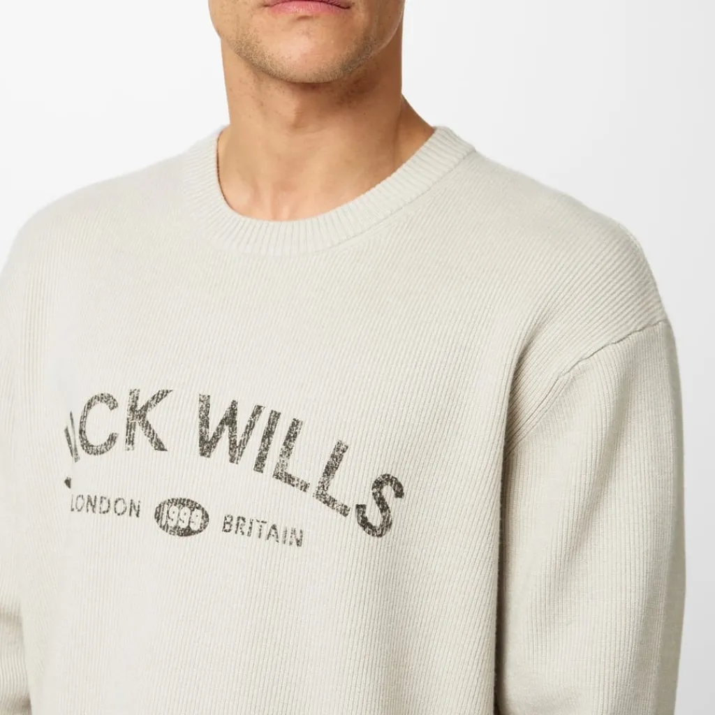 Knitwear*Jack Wills Crew Neck Logo Regular Fit Sweater in Beige