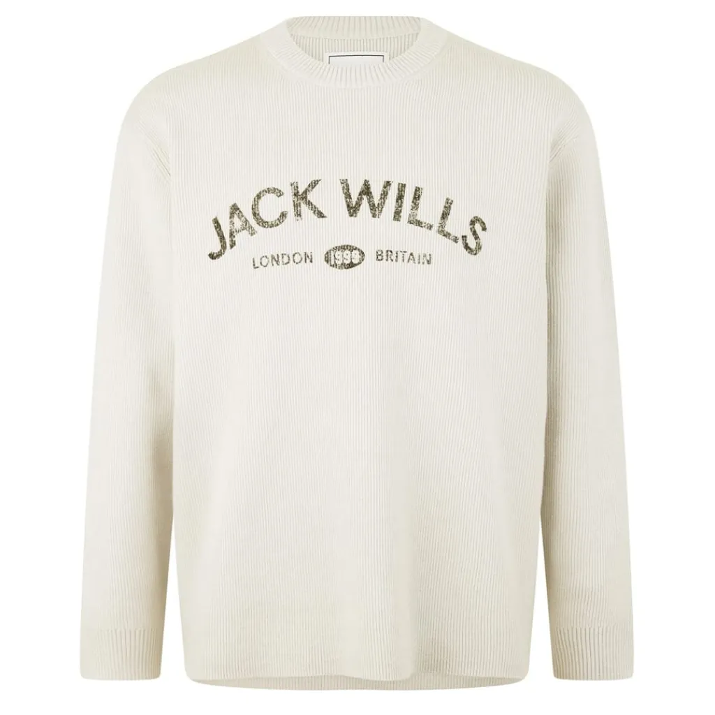 Knitwear*Jack Wills Crew Neck Logo Regular Fit Sweater in Beige
