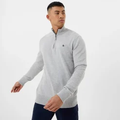 Knitwear*Jack Wills Funnel Neck Half Zip Jumper in Grey