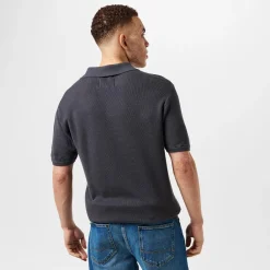 Polo Shirts*Jack Wills Knit Regular Fit Polo Shirt in Grey