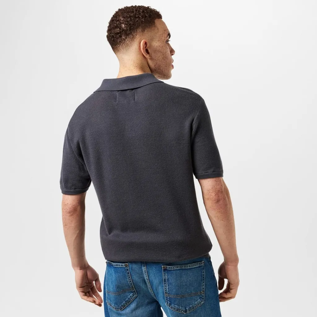 Polo Shirts*Jack Wills Knit Regular Fit Polo Shirt in Grey
