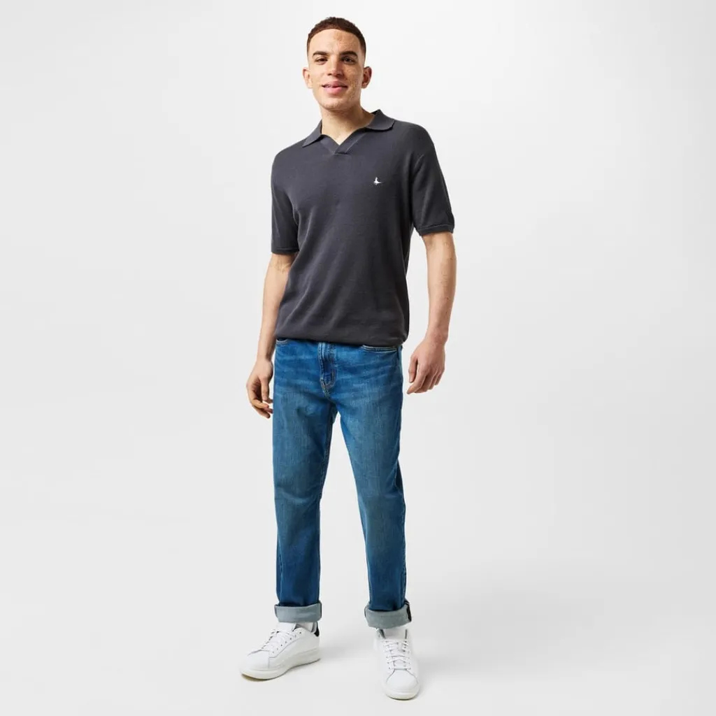 Polo Shirts*Jack Wills Knit Regular Fit Polo Shirt in Grey