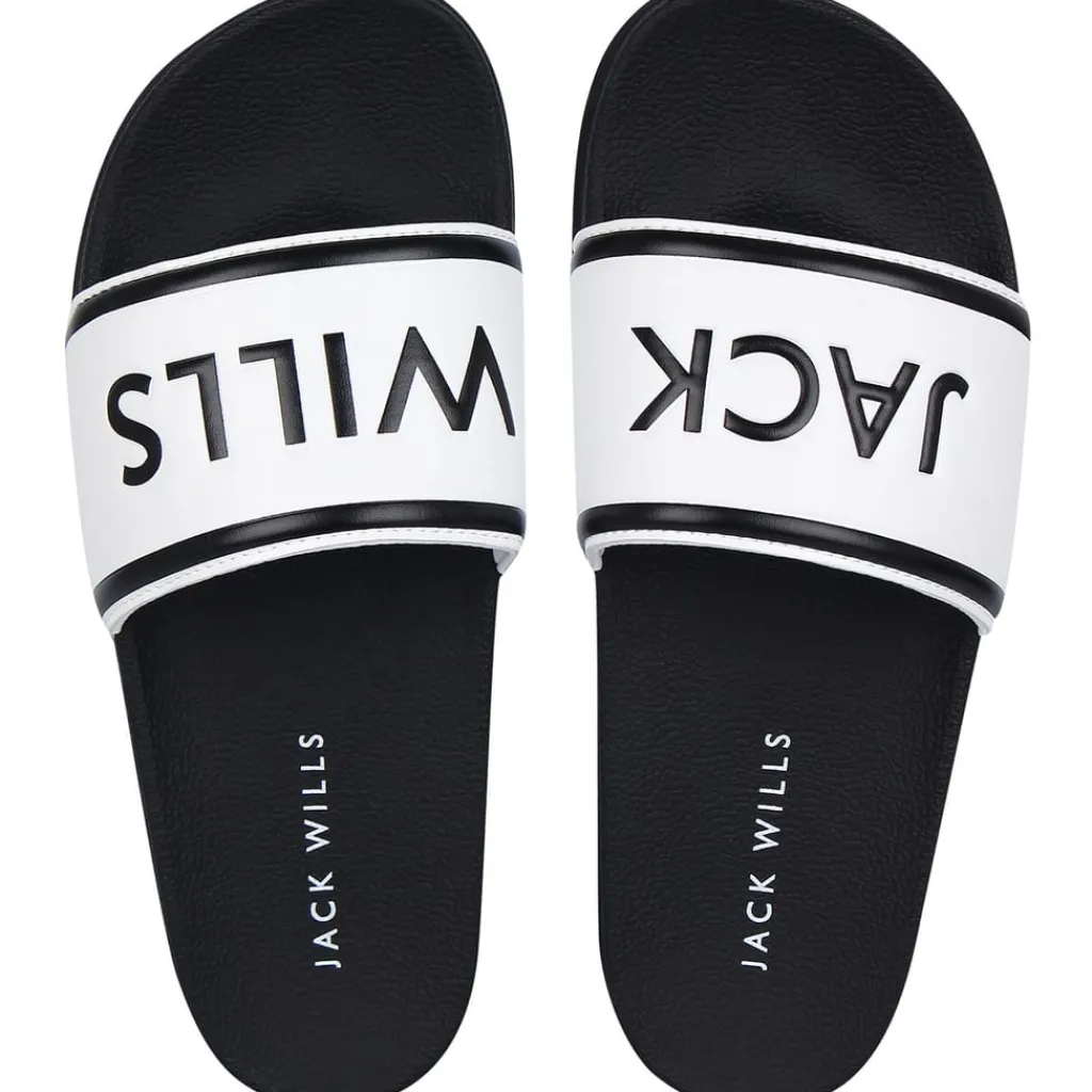 Beach Shoes*Jack Wills Logo Sliders in Black