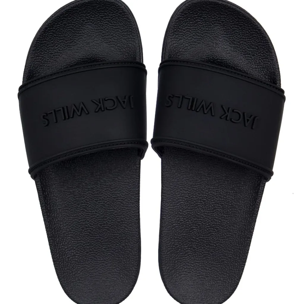Beach Shoes*Jack Wills Logo Sliders in Black