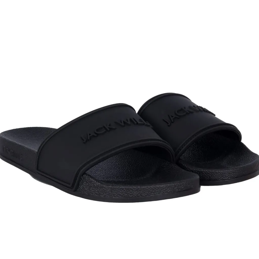Beach Shoes*Jack Wills Logo Sliders in Black