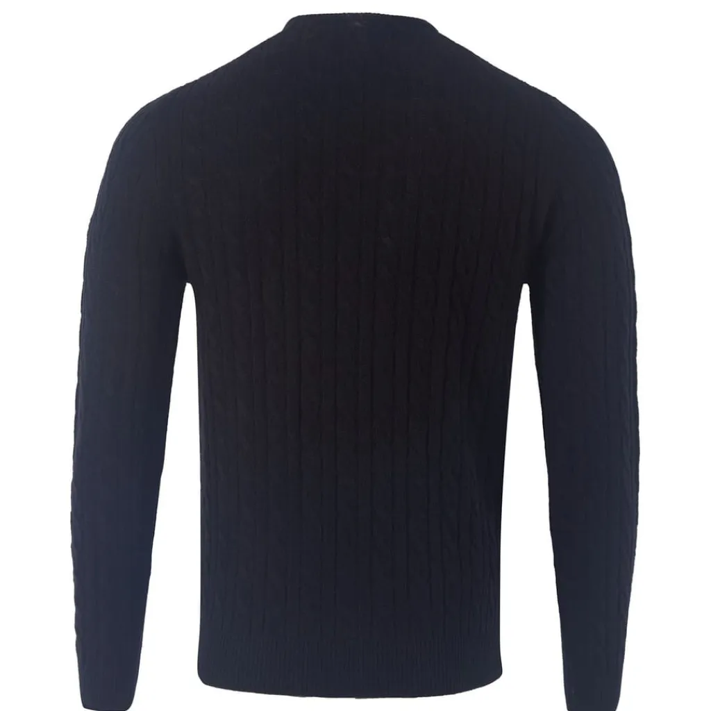 Knitwear*Jack Wills Marlow Merino Wool Blend Cable Knitted Jumper in Black