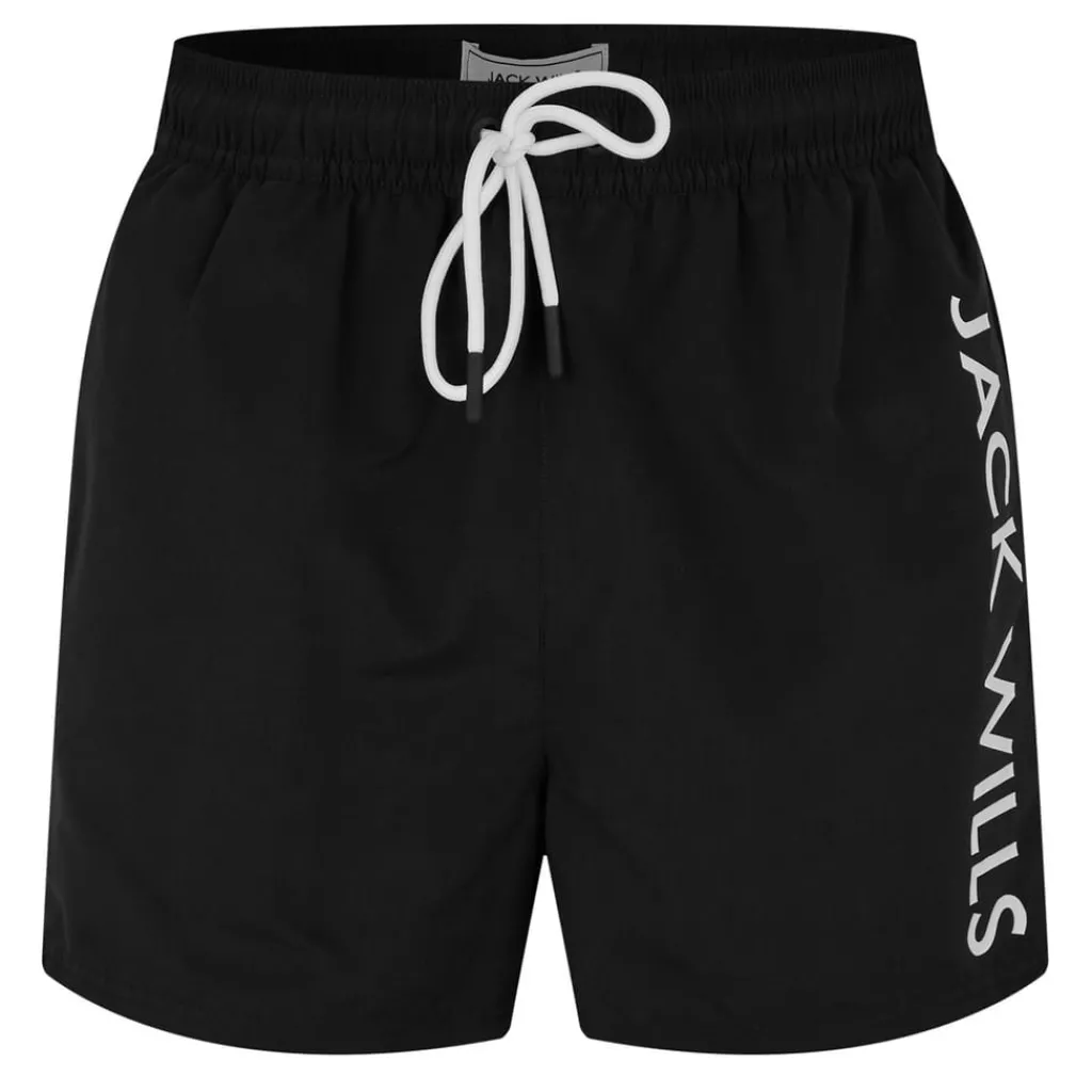 Shorts*Jack Wills Mens Logo Swim Shorts in Black