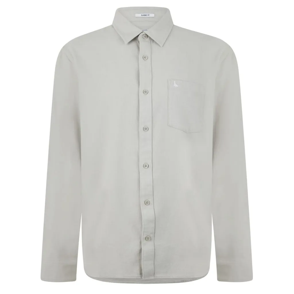 Shirts*Jack Wills Mens Plain Flannel Shirt in Beige