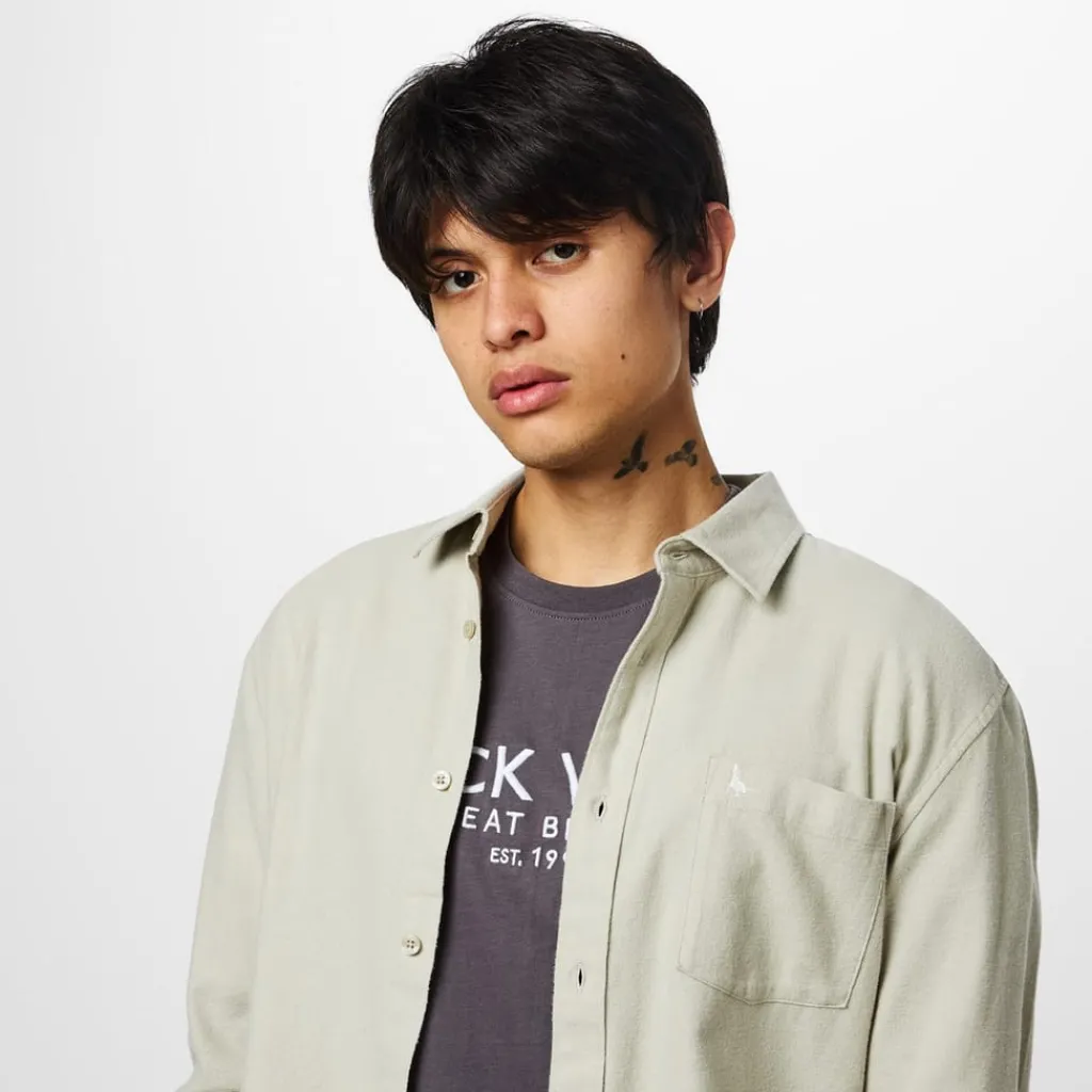 Shirts*Jack Wills Mens Plain Flannel Shirt in Beige