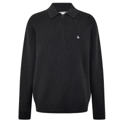 Knitwear*Jack Wills Quarter Zip Rib Sweater in Black