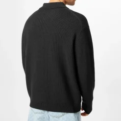 Knitwear*Jack Wills Quarter Zip Rib Sweater in Black