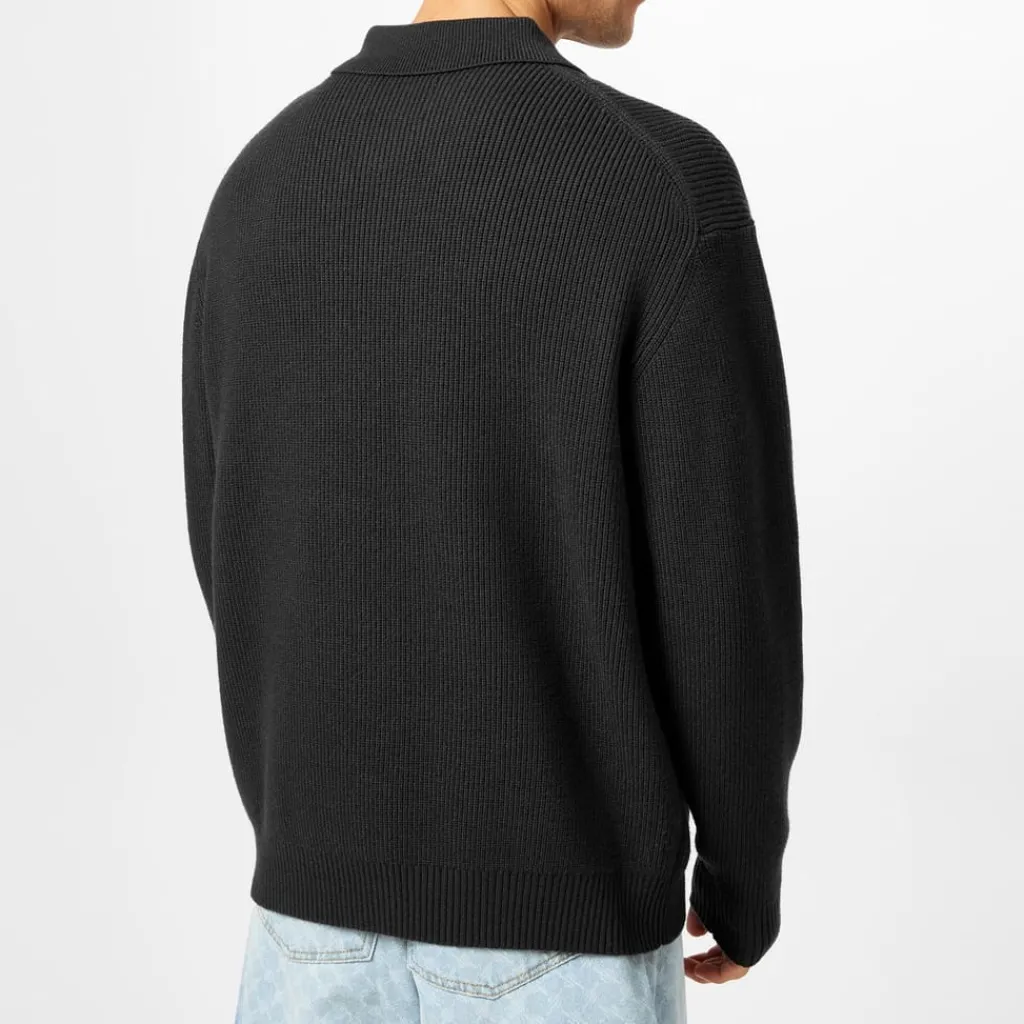 Knitwear*Jack Wills Quarter Zip Rib Sweater in Black