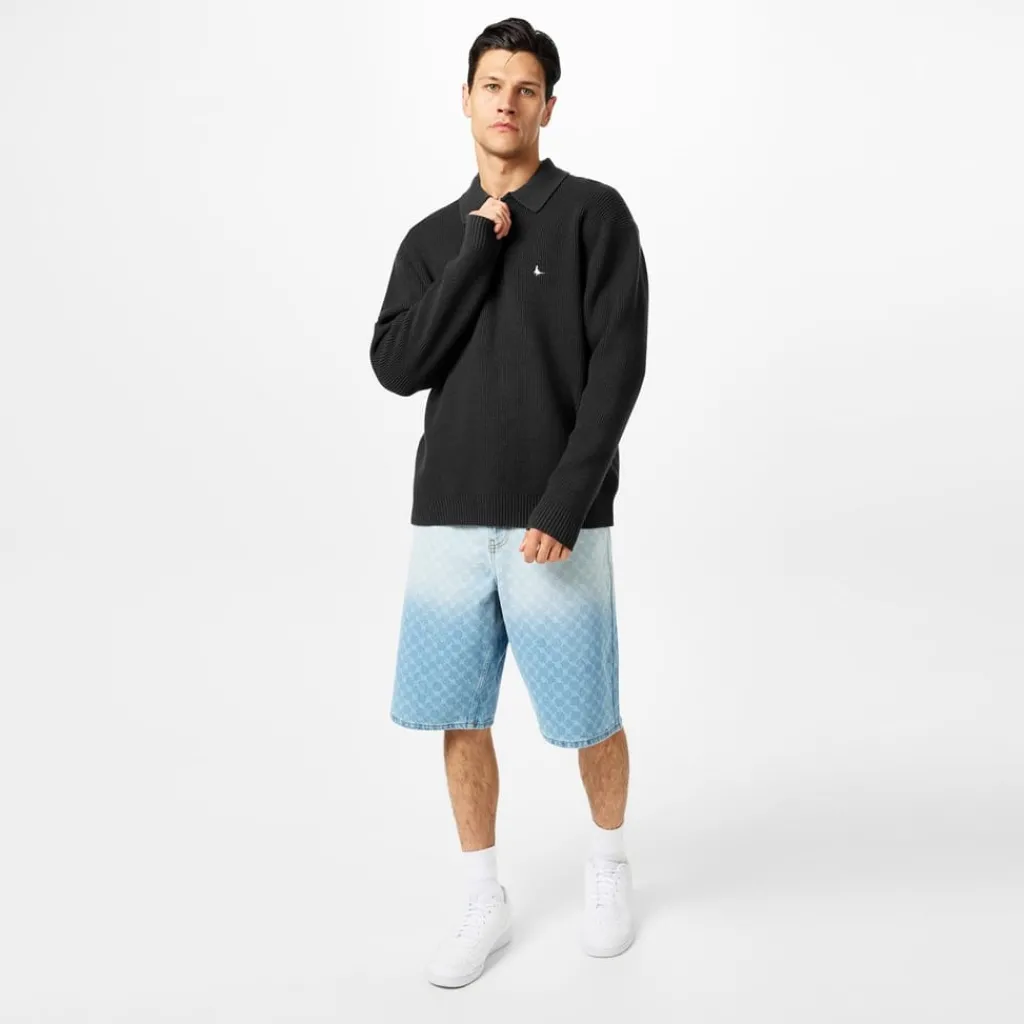 Knitwear*Jack Wills Quarter Zip Rib Sweater in Black