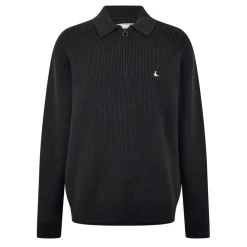 Knitwear*Jack Wills Quarter Zip Rib Sweater in Black
