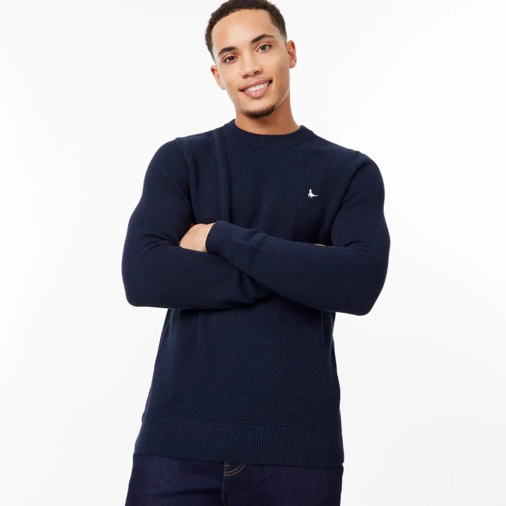 Knitwear*Jack Wills Stitch Crew Neck Jumper in Blue