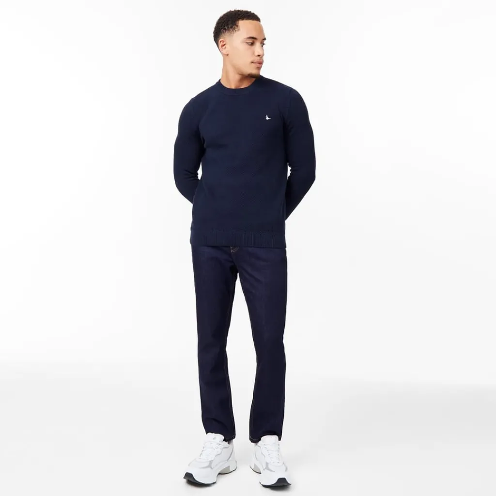 Knitwear*Jack Wills Stitch Crew Neck Jumper in Blue