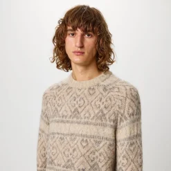 Knitwear*Jack Wills Tonal Jacquard Crew Sweater in Beige