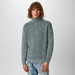 Knitwear*Jack Wills Two Tone Quarter Zip Jumper in Green
