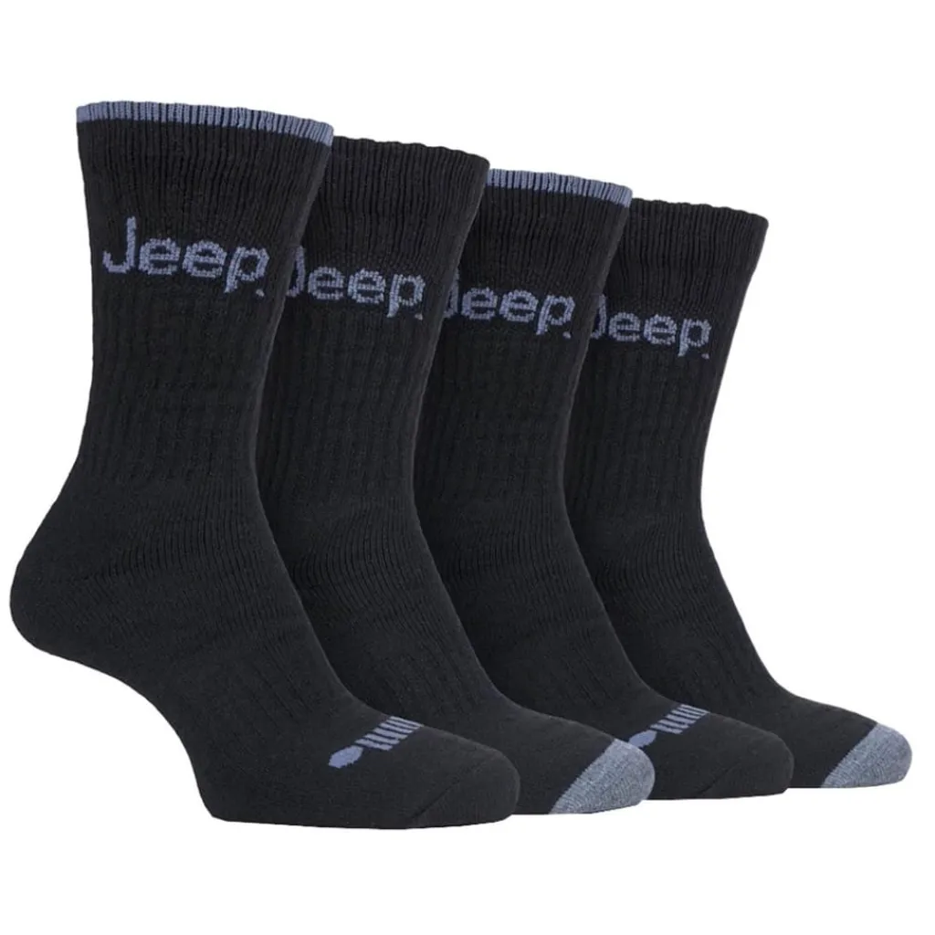 Underwear And Socks*Jeep Mens 4 Pack Performance Boot Socks in Black