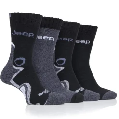 Underwear And Socks*Jeep Mens 4 Pack Performance Boot Socks in Black
