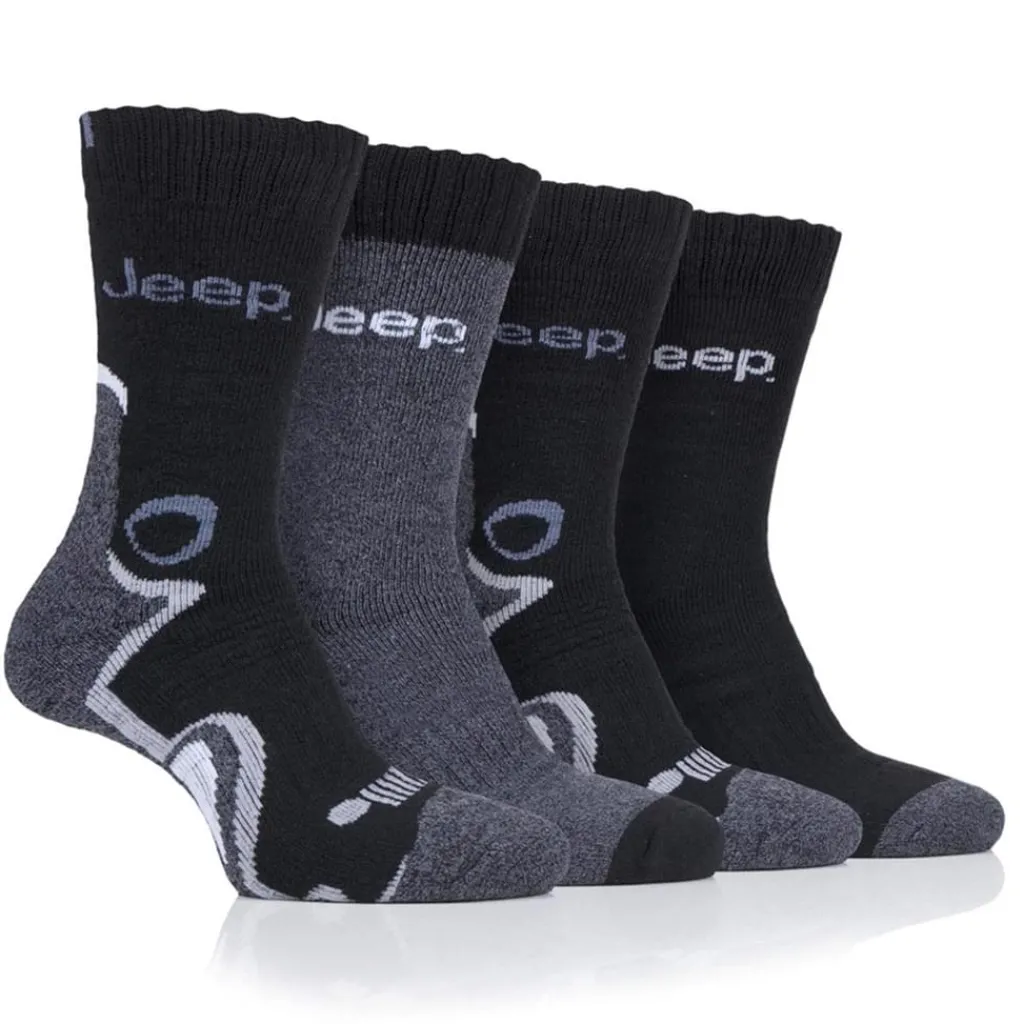Underwear And Socks*Jeep Mens 4 Pack Performance Boot Socks in Black