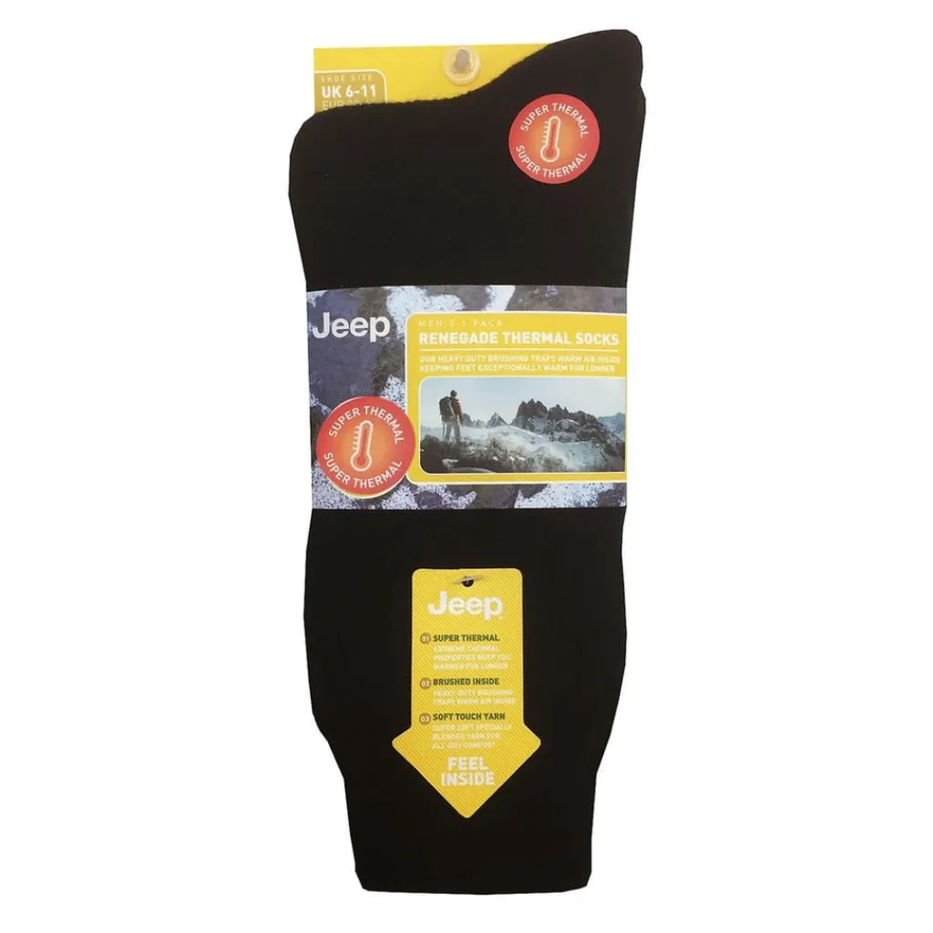 Underwear And Socks*Jeep Mens 1 Pack Thermal Boot Socks in Black