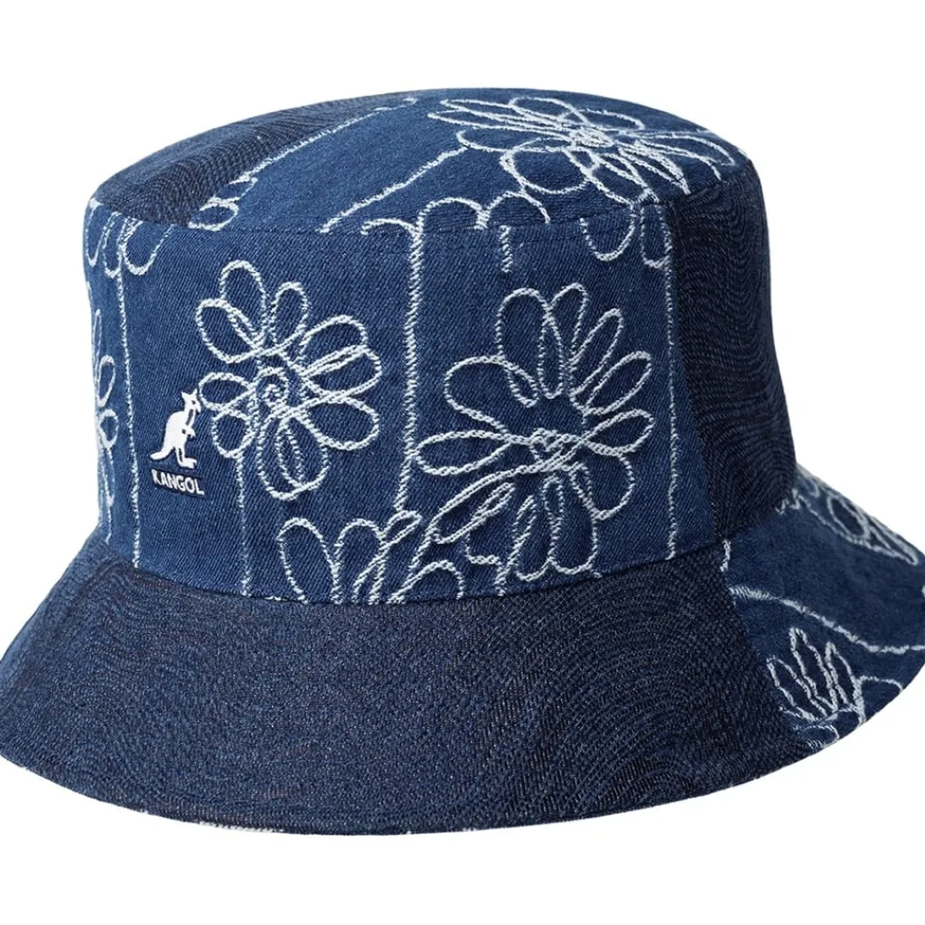 Caps-Hats*Kangol Denim Mash Up Bucket Hat in Blue