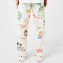 Jeans*Kenzo Drawn Graphic Print Straight Leg Jeans in Multi