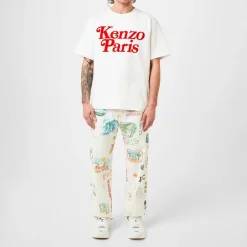 Jeans*Kenzo Drawn Graphic Print Straight Leg Jeans in Multi