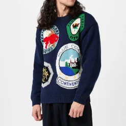 Knitwear*Kenzo Hand Embroidered Sweater in Blue