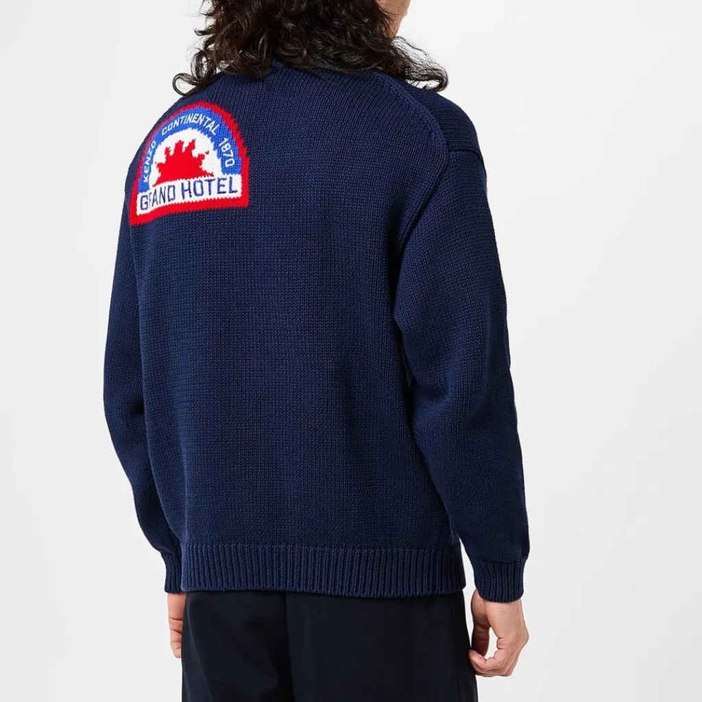 Knitwear*Kenzo Hand Embroidered Sweater in Blue
