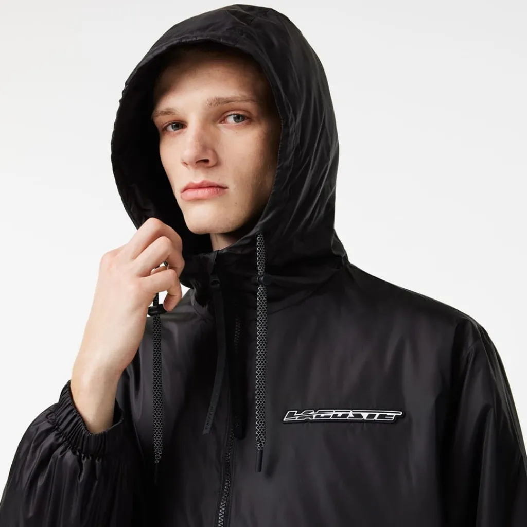 Coats And Jackets*Lacoste Bh7732 Hooded Rain Jacket in Black