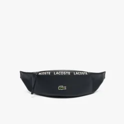 Bags*Lacoste Canvas LCST Logo Stripe Banana Bag in Black