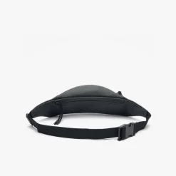 Bags*Lacoste Canvas LCST Logo Stripe Banana Bag in Black