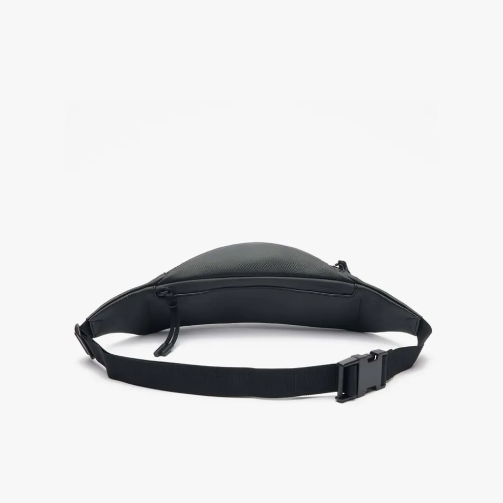 Bags*Lacoste Canvas LCST Logo Stripe Banana Bag in Black