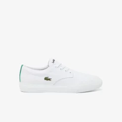 Trainers|Footwear*Lacoste Canvas Low Top Crocodile Print Trainers in White