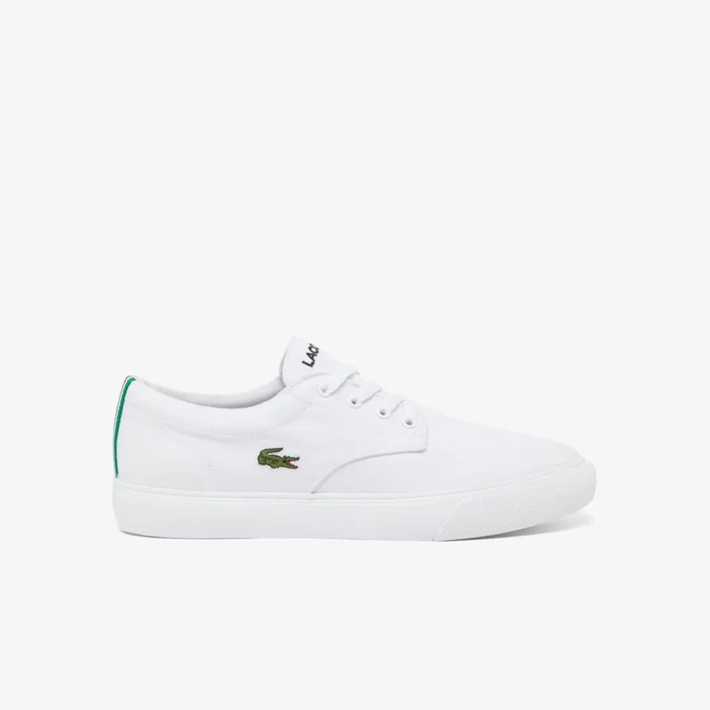 Trainers|Footwear*Lacoste Canvas Low Top Crocodile Print Trainers in White